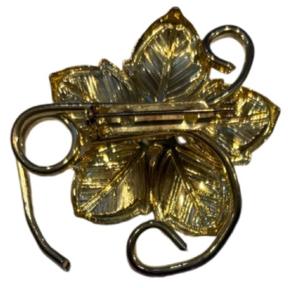 Vintage Brooch Ivory Enamel Pearl Gold Gilt MCM Estate Jewelry Flower Bud Pin - Picture 9 of 15